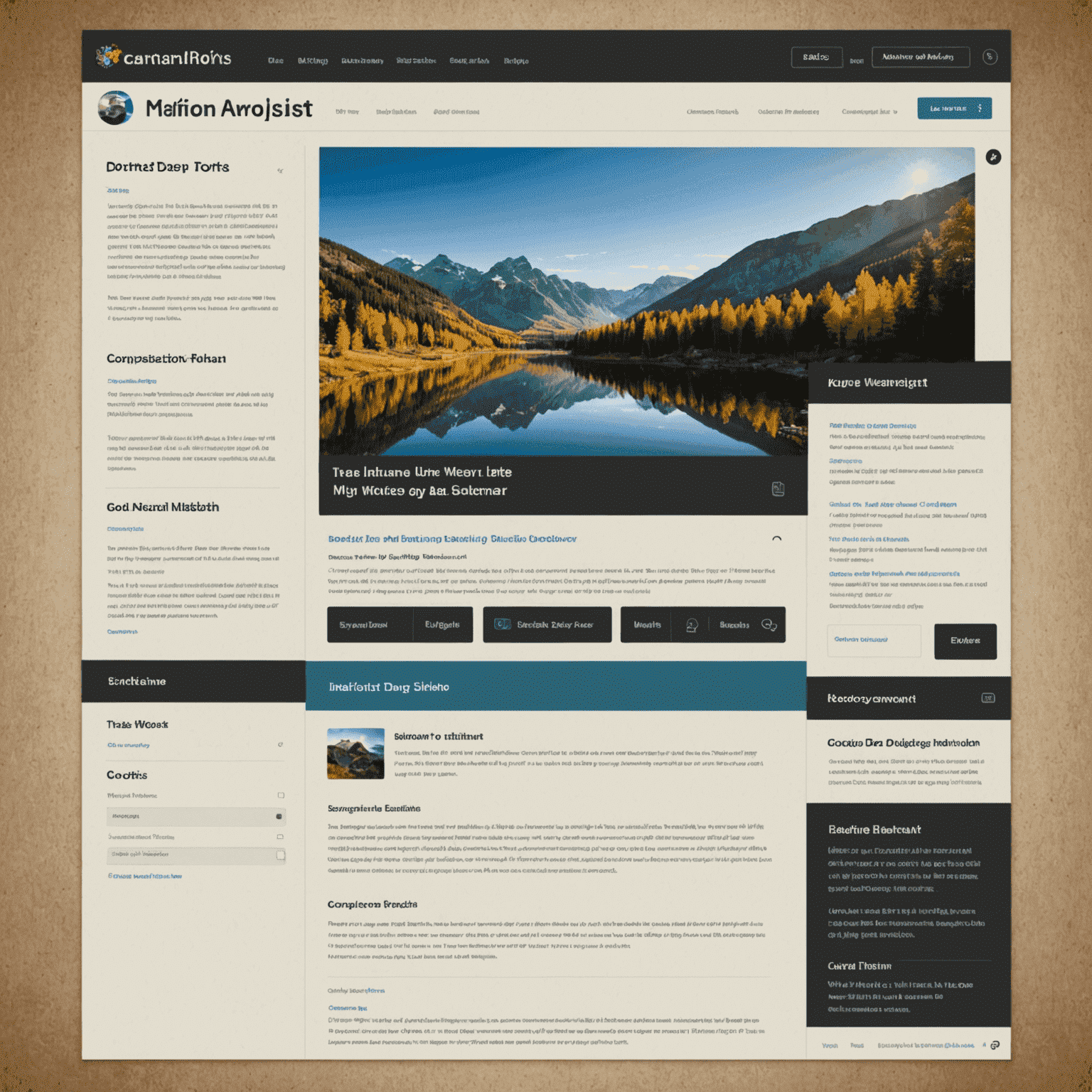 Intuitive drag-and-drop interface showcasing a user building a complex website layout by moving elements on a canvas. The interface features a sidebar with various website components and a main area where the website is being constructed.